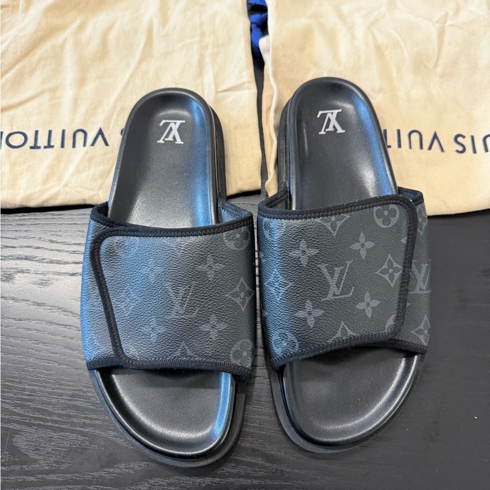 ❤️ Autheniv Louis Vuitton Black Slide Sandals